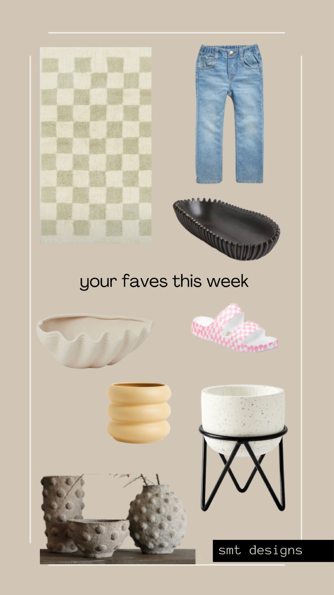 Your faves this week

Green checkered area rug, kids jeans, kids slides, minimalist plant stand, bubble vase, textured scalloped bowl, black scalloped bowl

#LTKFind #LTKhome #LTKstyletip