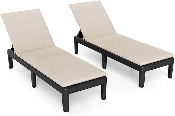 HAPPYGRILL Outdoor Chaise Lounge Chair Rattan Recliner Lounger with Removable Cushion & 3-Level A... | Amazon (US)