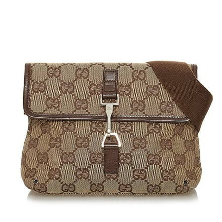 Pre-Owned Gucci GG Jackie Belt Bag Canvas Fabric Brown | Walmart (US)