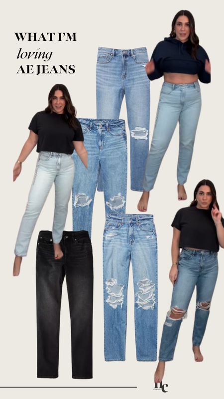 Mom Jeans for the win! Size 10 in all, they are all stretchy but rigid- just what we want! Stay true to size or size or up if in between. I’m between 8-10. 5’4” got regular length 

Jeans, American eagle, mom jeans, spring Jean, apple shape, midsize 

#LTKstyletip #LTKmidsize