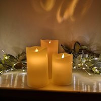 Premier Set of 3 Battery Operated Dancing Flame Candles in Cream | Debenhams UK