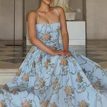 Summer Women's Casual Printed Strapless Backless Long Beach Dress | Amazon (US)