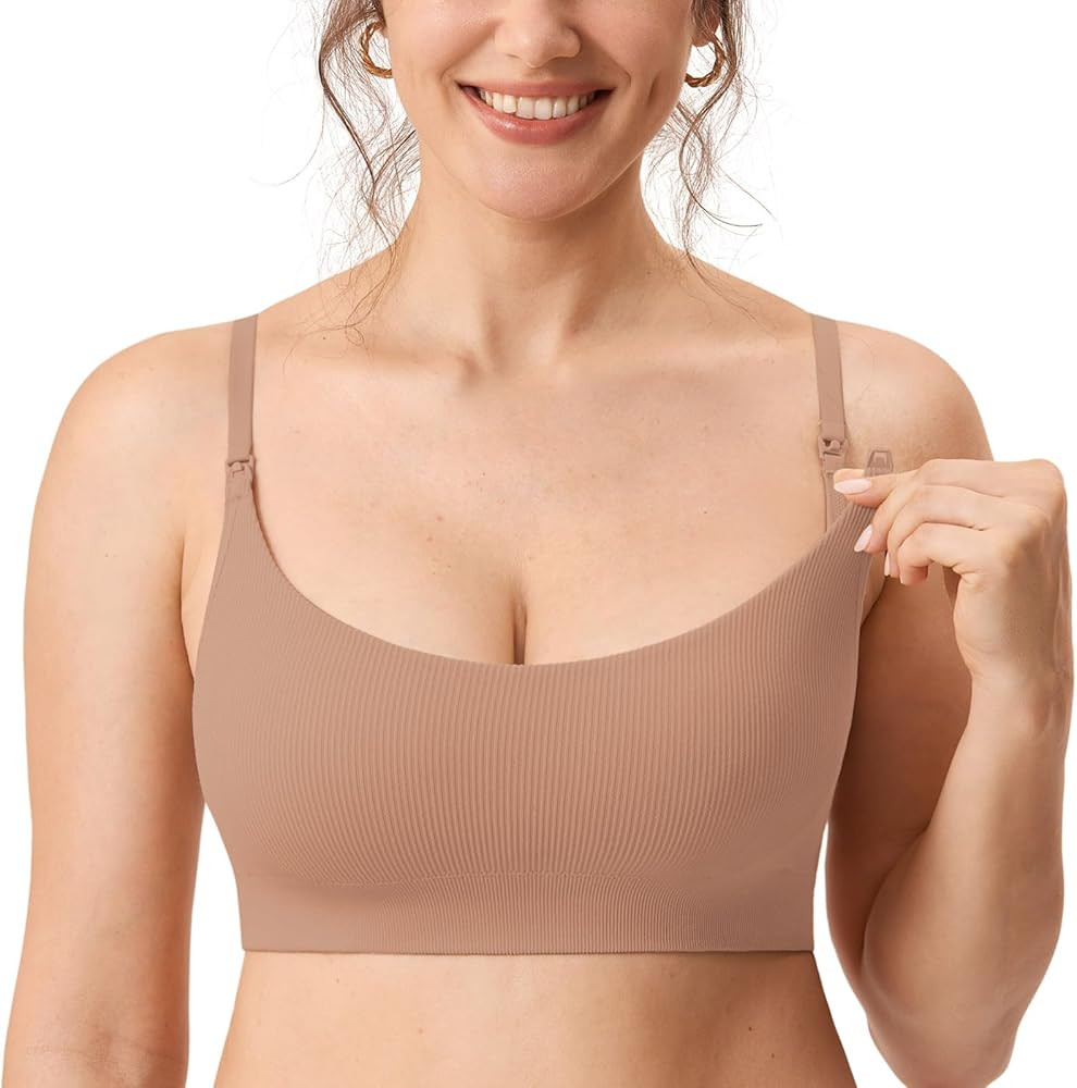 MOMANDA Women's Nursing Bras Ribbed Seamless Bralettes Support Sports Bra Wireless Maternity Brea... | Amazon (US)