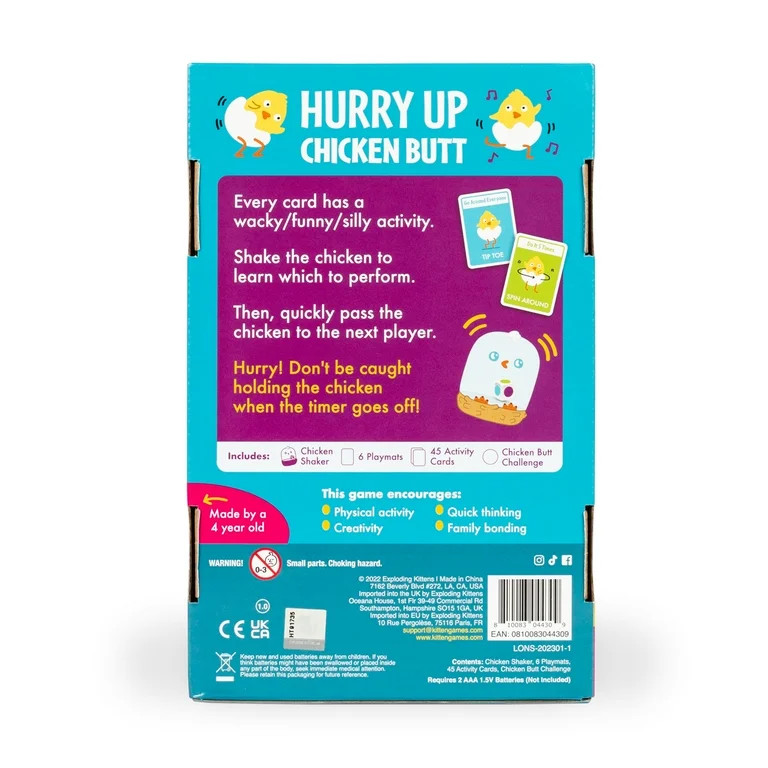 Exploding Kittens Hurry Up Chicken Butt 2-6 Players - Ages 4+ - 2 Minutes to Play - Hot Potato St... | Walmart (US)