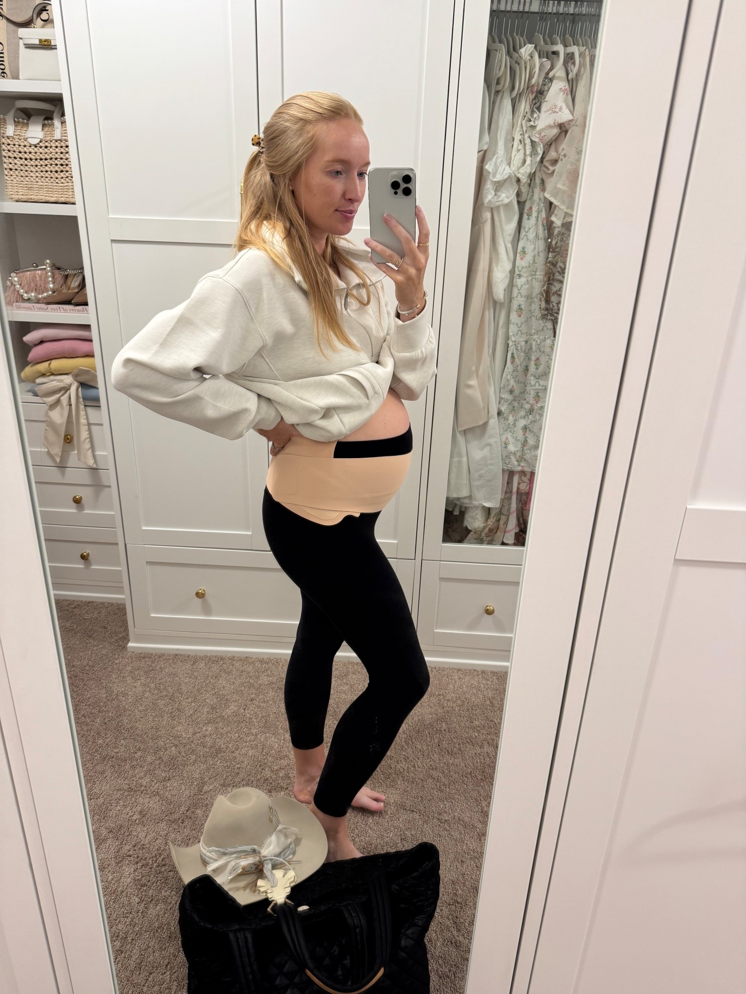 Trying out this belly band for our jackson trip since we plan to do a lot of hiking! Wore this for a travel day - these leggings aren’t maternity but so comfy with a bump (I sized up one but they’re very stretchy and not compressive) 

Travel ootd // comfy outfit // leggings outfit // travel tote 

#LTKTravel #LTKBump
