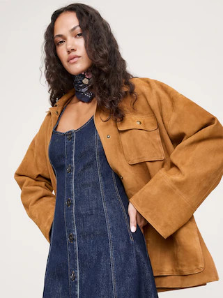 Denim Scoop-Neck Midi Dress | Banana Republic (US)