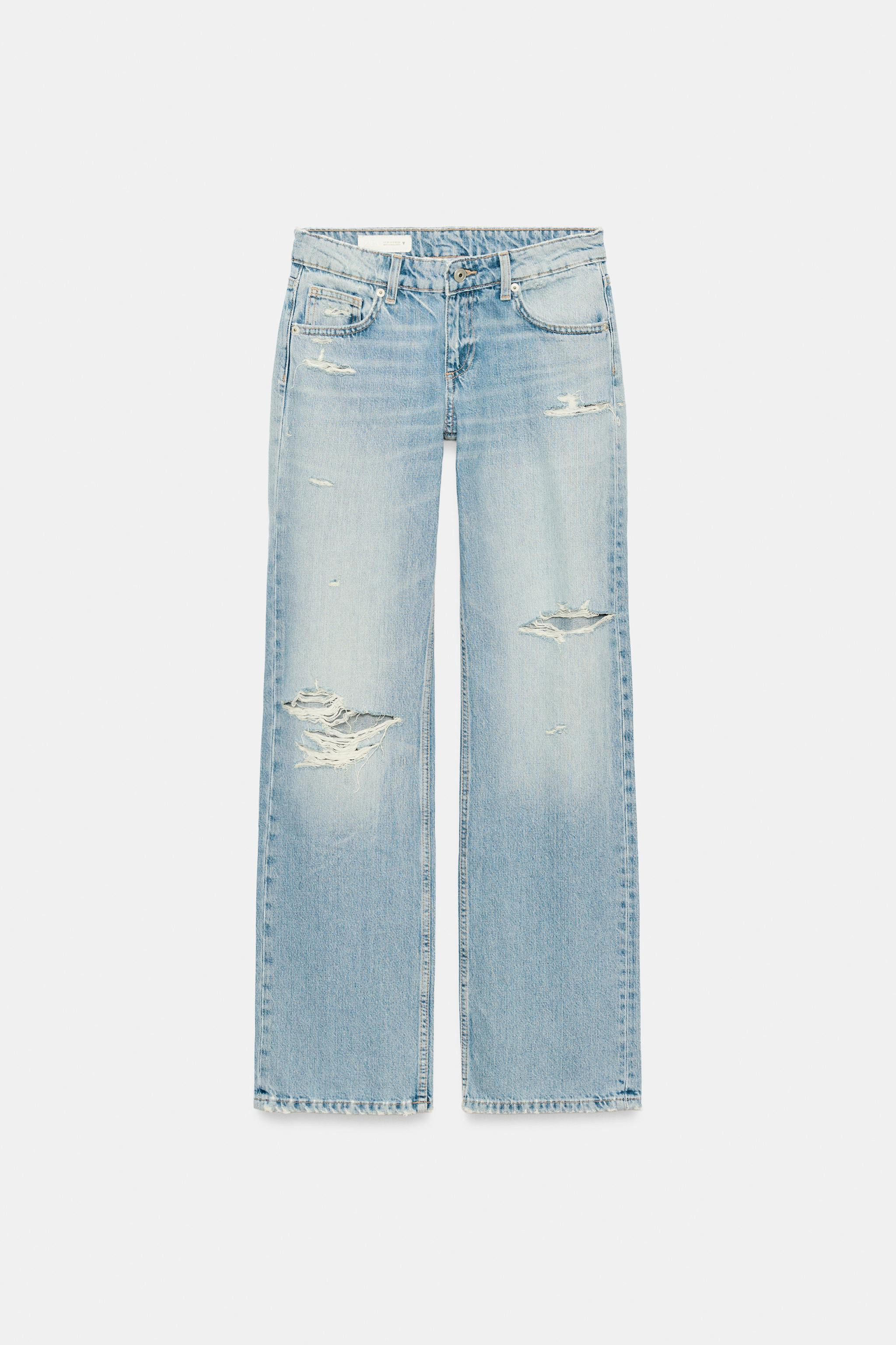 TRF RIPPED LOW-RISE WIDE-LEG JEANS | Zara UK