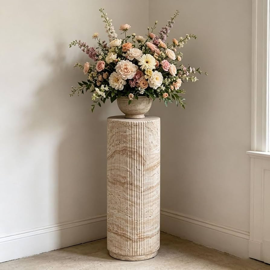 Tall Decorative Magnesium Oxide Pedestal Stand Outdoor & Indoor Use, Accent Side Table for Patio | Amazon (US)
