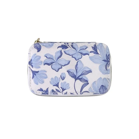 Time and Tru Oval Blue Floral Metal Bar Zipper Pull Jewelry Organizer | Walmart (US)