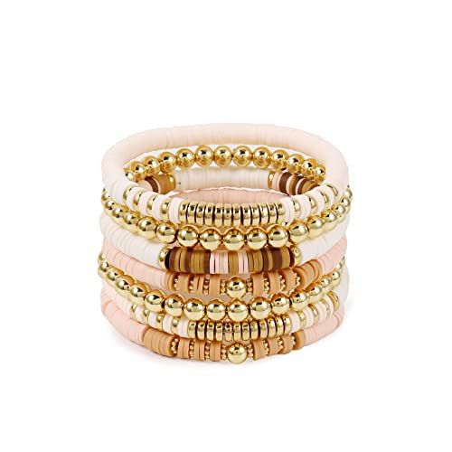 Elegance 11 designs Heishi Beaded Bracelets For Women Polymer Clay Colorful Surfer Stackable Bead... | Amazon (US)