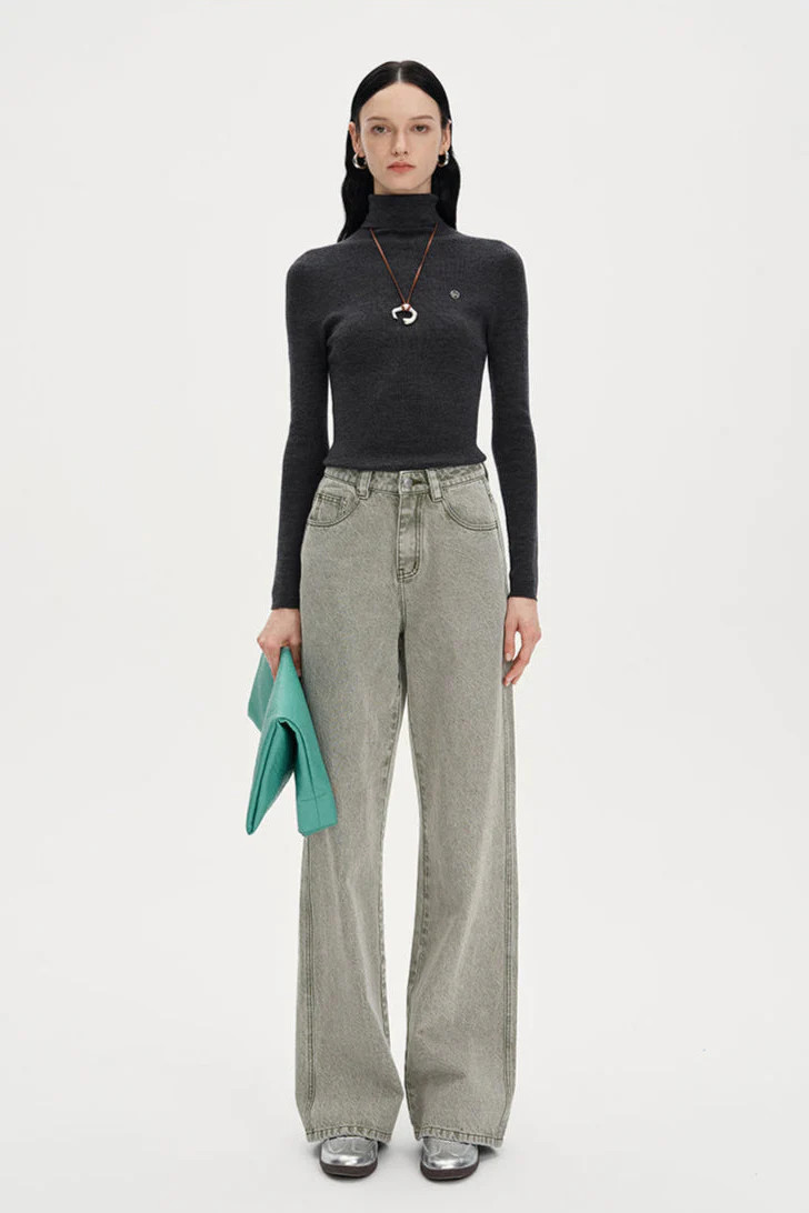 Turtleneck wool knitted shirt tight-fitting bottoming top | SELFWHO