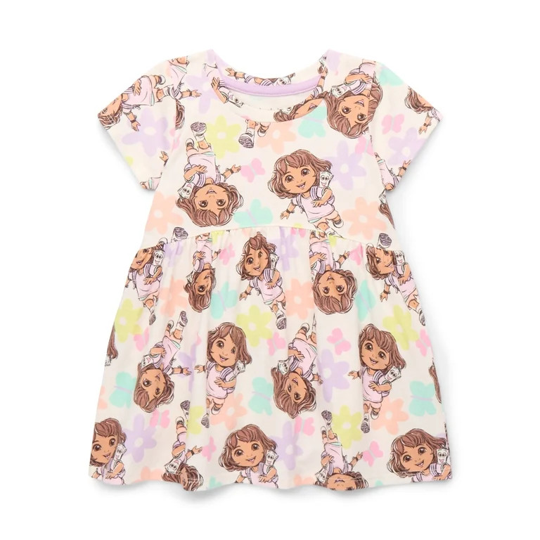 Dora the Explorer Toddler Girls All Over Print Short Sleeve Dress, Sizes 12 Months-5T | Walmart (US)