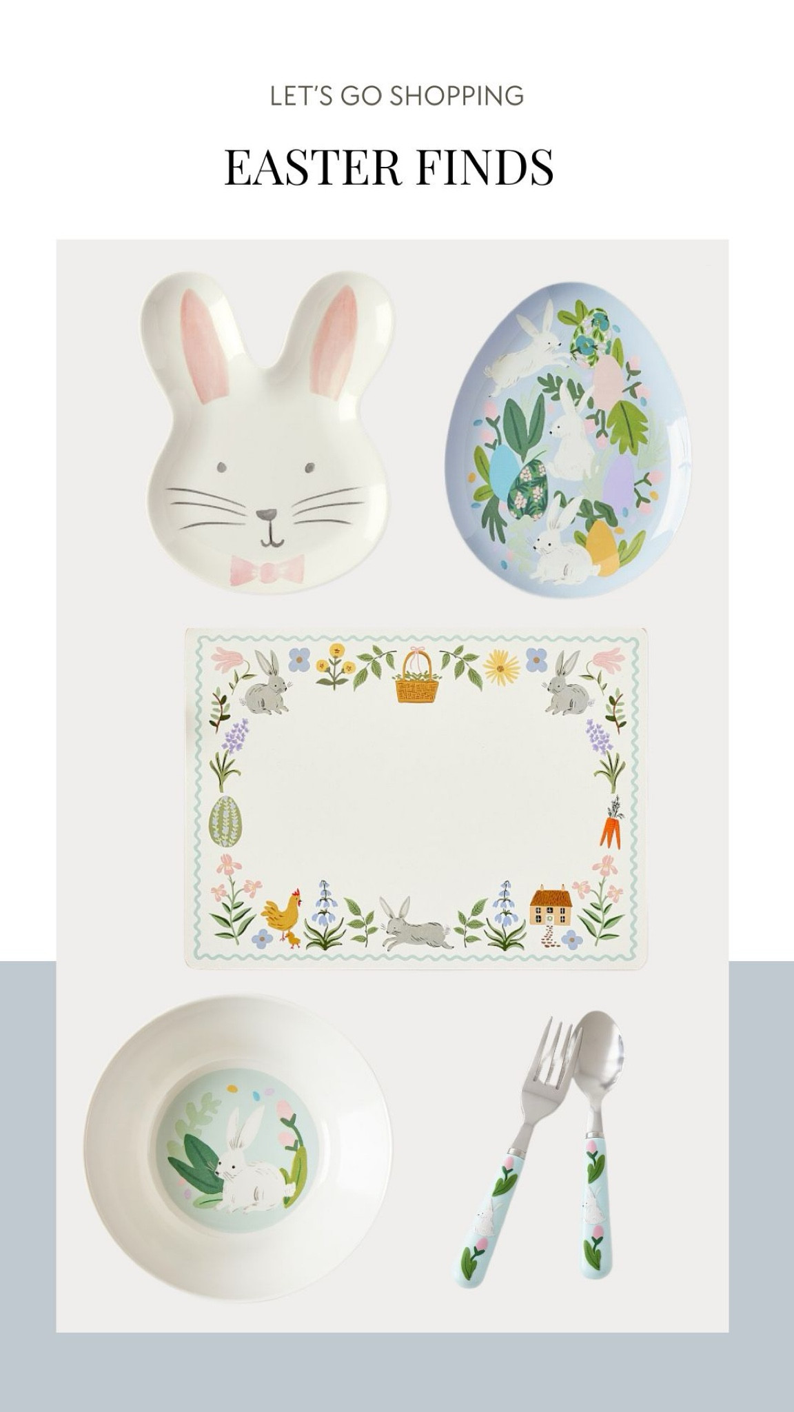 Melamine tabletop Easter finds for kids! 