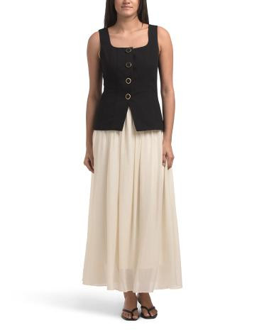 square neck open front vest twofer dress | TJ Maxx