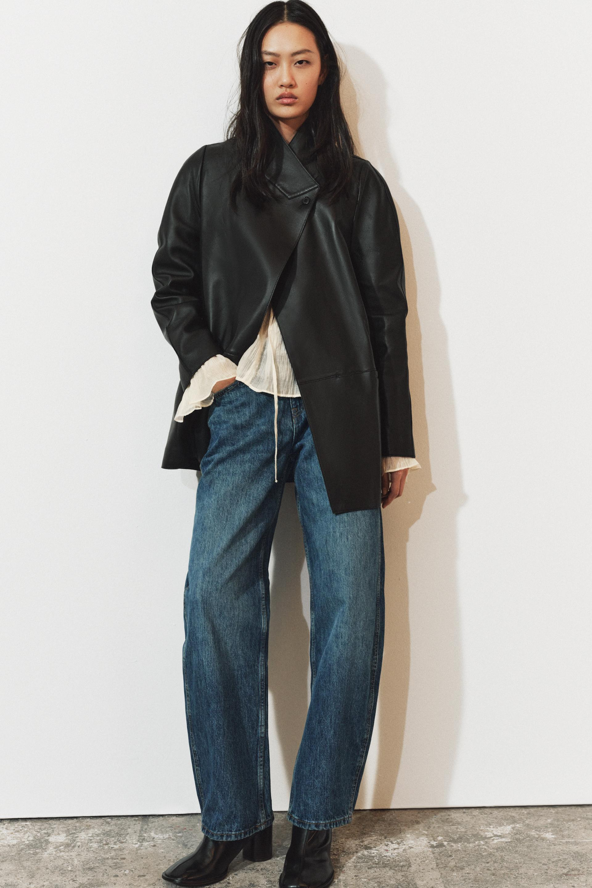 ZW COLLECTION 100% LEATHER DOUBLE-BREASTED BLAZER | Zara US