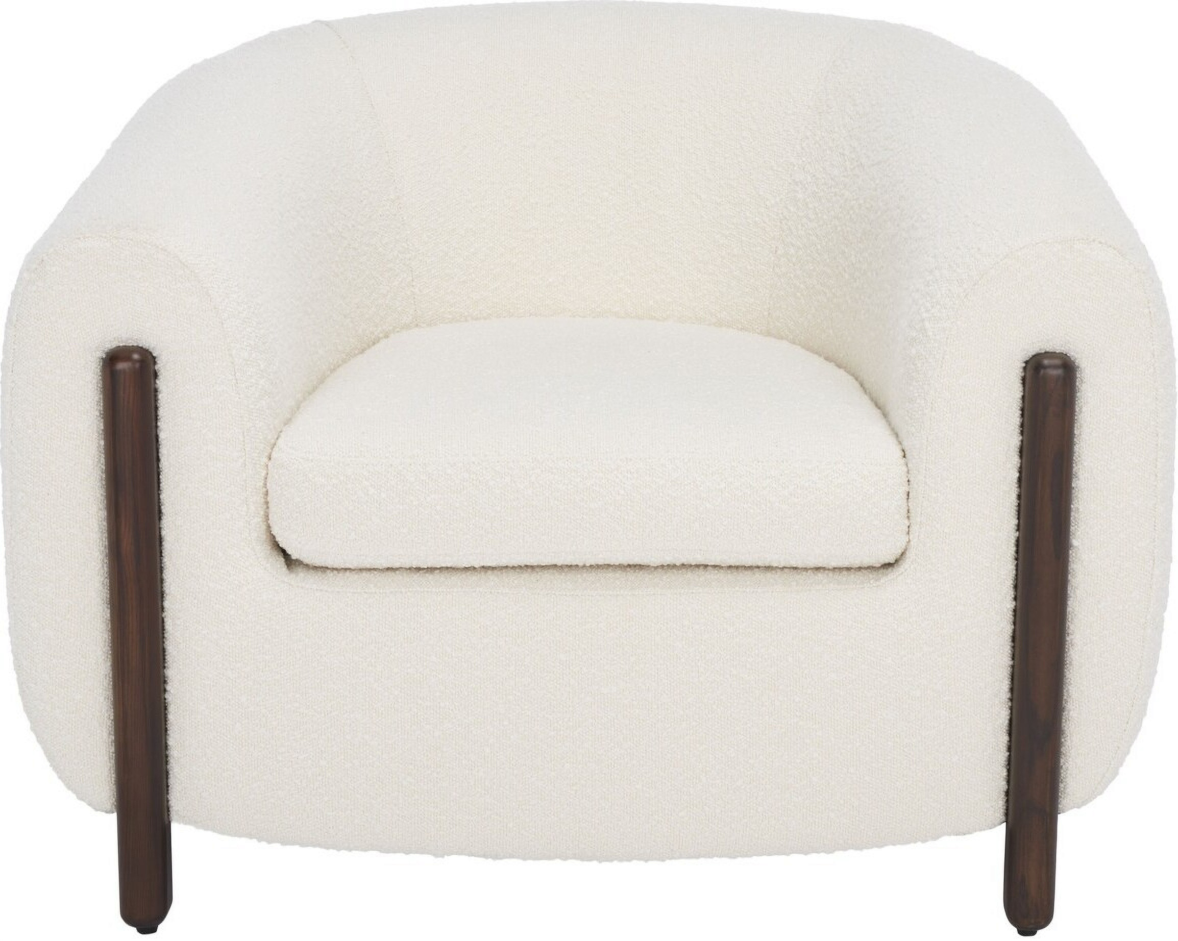 Westley Barrel Back Accent Chair In Ivory and Dark Brown - SFV5051A | 1stopbedrooms