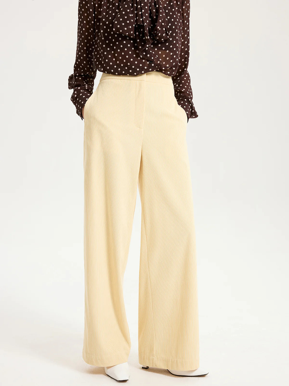 High-Waist Corduroy Wide-Leg Pants | Commense