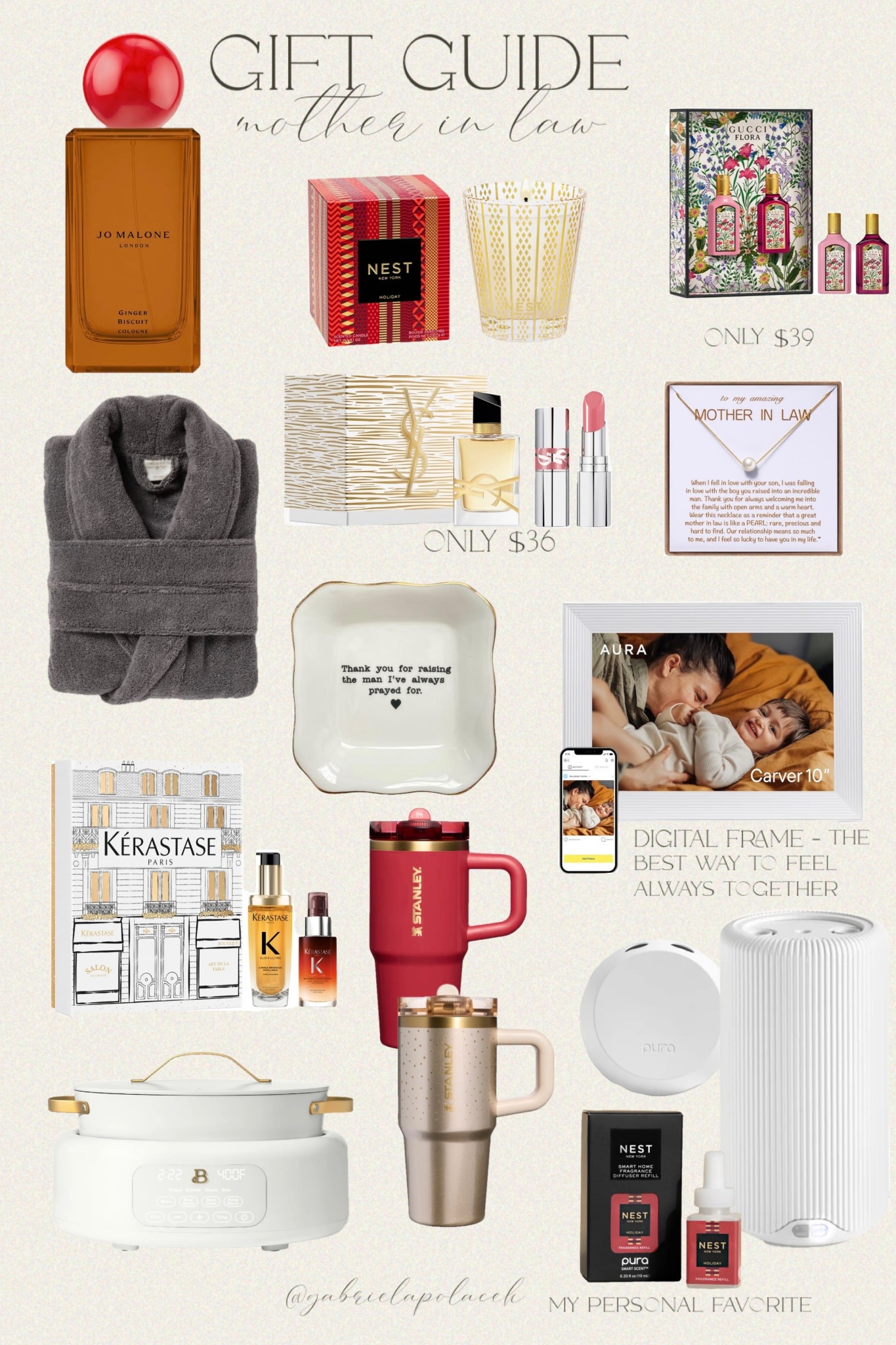 Gift guide for mother-in-law | Christmas gift ideas for mother-in-law

Beautiful by Drew Barrymore | Lancôme | Tarte Cosmetics | Gucci | NEST New York
Holiday Classic Candle | Aura Carver WiFi Digital Picture Frame
| Pura Plus | Pura 4  smart diffuser | KÉRASTASE Elixir Ultime &amp; 8H Magic Bestsellers Hair Gift Set | 
Mini Gorgeous Gardenia and Gorgeous Magnolia Perfume Set | Stanley The Cheers &amp; Cheer Quencher ProTour Flip Straw Tumbler | 14 OZ | Yves Saint Laurent Libre Eau de Parfum &amp; Loveshine Lip Oil Stick | Jo Malone Ginger Biscuit cologne 


#motherinlaw #giftguide #christmas #giftforher #LTKFamily #LTKParties #gabrielapolacek

#LTKSeasonal #LTKHoliday #LTKGiftGuide