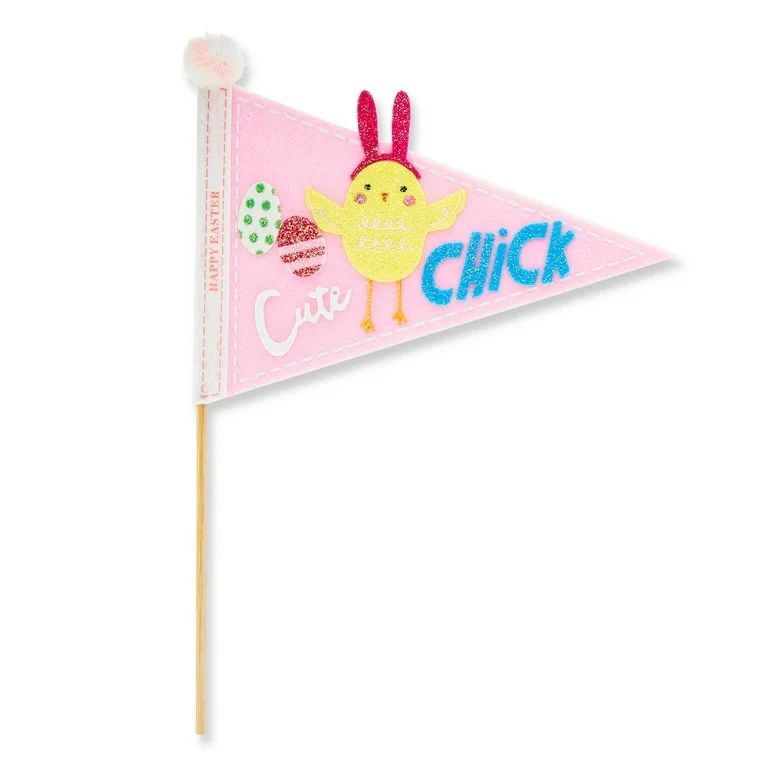 Easter Pink Cute Chick Pennant Decoration, 12.8 in, Way To Celebrate - Walmart.com | Walmart (US)