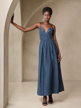 Rosalia Cotton-Silk Maxi Dress | Banana Republic (US)