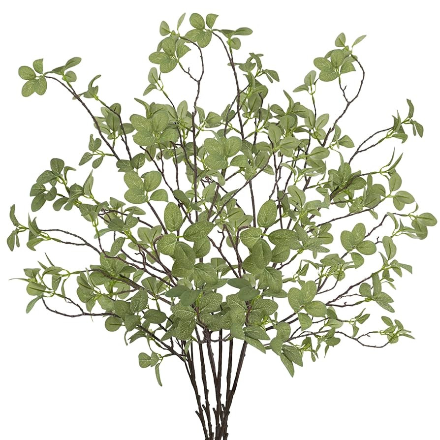 6 pcs Artificial Greenery Stems, 41.3’’ Tall Fake Plants Branches Faux Greenery Ficus Twig Le... | Amazon (US)