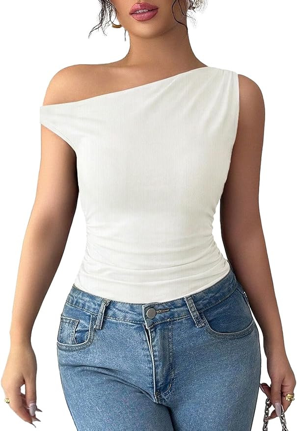 Acelitt Summer Off The Shoulder Tops for Women Sexy Slim Fit Crop Top Going Out Blouses Sleeveles... | Amazon (US)