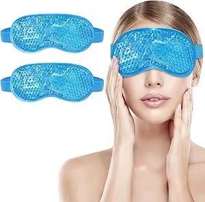 2PCS Cold Cooling Eye Mask, Reusable Gel Eye Mask Hot/Cold Therapy Gel Bead Eye Mask with Plush B... | Amazon (US)