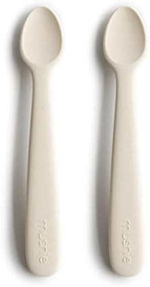 mushie Silicone Baby Feeding Spoons | 2 Pack (Ivory) | Amazon (US)