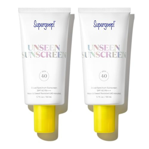 Supergoop! Unseen Sunscreen - SPF 40 - Invisible, Broad Spectrum Face Sunscreen + Makeup-Gripping Primer - Weightless, Scentless, Oil Free - For All Skin Types & Skin Tones - 1.7 fl oz - Pack of 2 | Amazon (US)