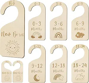Wooden Baby Closet Dividers, Double Sided Baby Clothes Size Dividers Organizer for Newborn to 24 ... | Amazon (US)