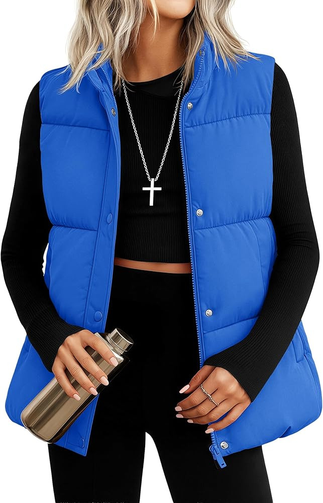 YUCOLEN Down Puffer Vest for Women Warm Winter Trendy Quilted Padded Puffy Vests with Pockets Sta... | Amazon (US)