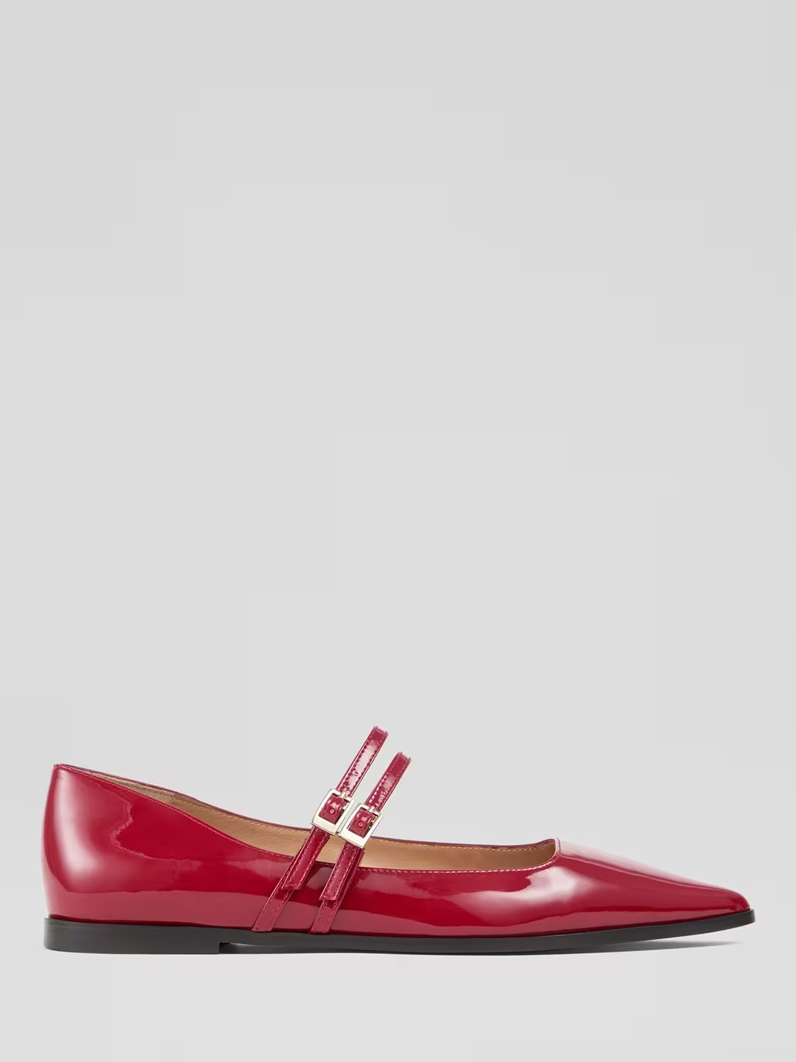 L.K.Bennett Lulu Patent Leather Multi Strap Ballerina Pumps, Red | John Lewis (UK)