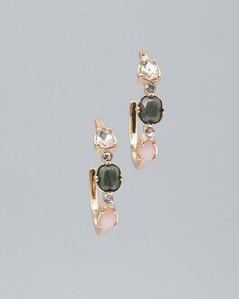 Mixed-Stone Station Hoop Earrings with Malay Jade & Lolite | White House Black Market