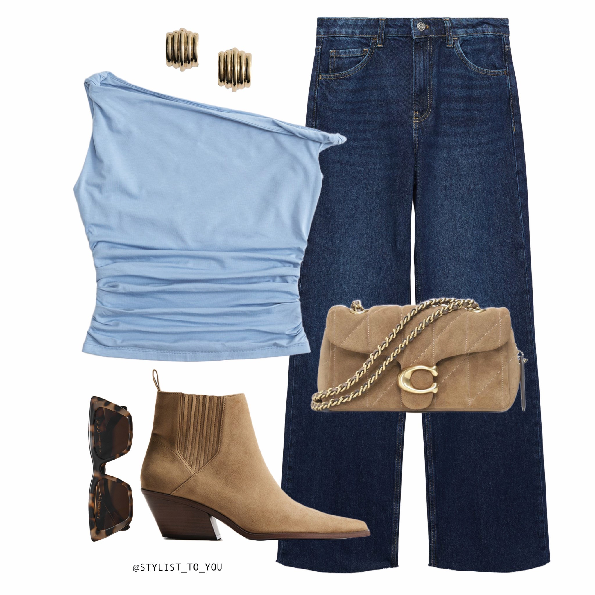 Chic in camel & blue—balancing warm and cool tones for the perfect winter-to-spring transition. 🩵💙🤎

A trendy yet sophisticated outfit featuring a light blue asymmetrical one-shoulder top paired with dark blue wide-leg jeans. Styled with beige suede heeled ankle boots for a western-chic touch. Accessories include a quilted beige handbag with a gold chain strap, tortoiseshell sunglasses, and chunky gold earrings. A modern, minimalist look with a mix of soft and structured elements. denimstyle westernfashion trendylooks chicstreetstyle effortlessvibes stylishoutfit modernchic casualwear aestheticfashion outfitinspo ootd classylook darkdenim neutraltone beigeaesthetic edgyfashion boots casualchic timelessstyle fashionforward trendyoutfit coolgirlvibes fashioninspiration styleblogger outfitdetails minimalistchic effortlesslook fallvibes outfitgoals simplefashion neutrallovers urbanstyle modernfashion wardrobeessentials goldaccessories streetwear sophisticatedstyle

#LTKeurope #LTKspring #LTKuk