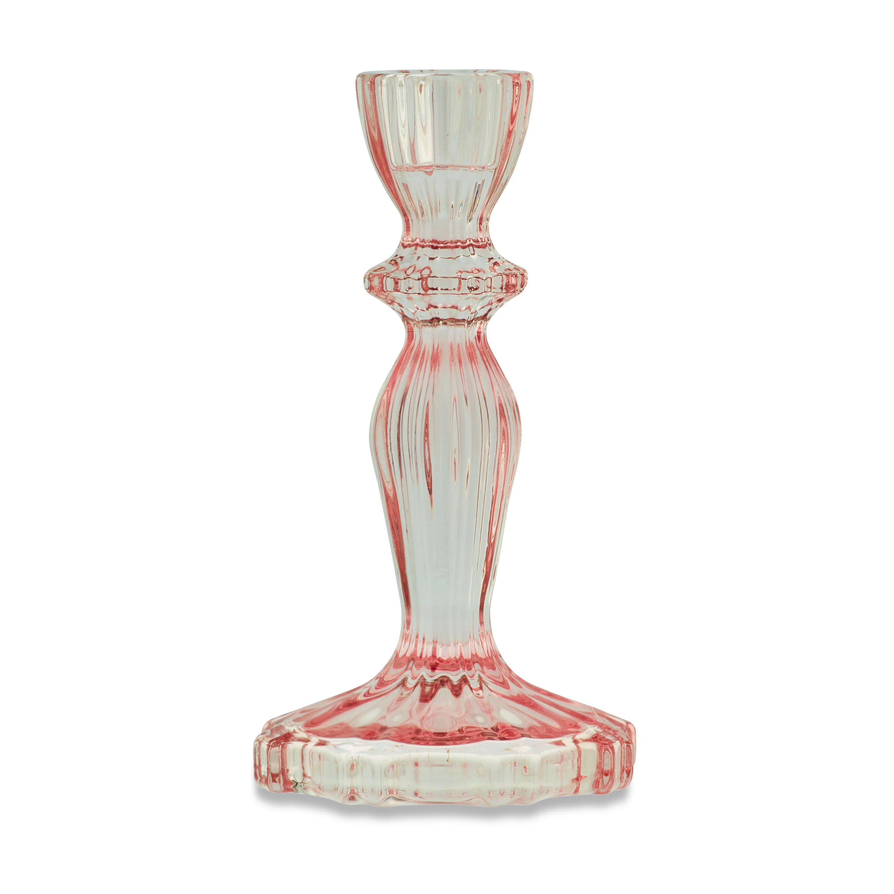 Bridgerton Glass Taper Holder, Pink | Walmart (US)