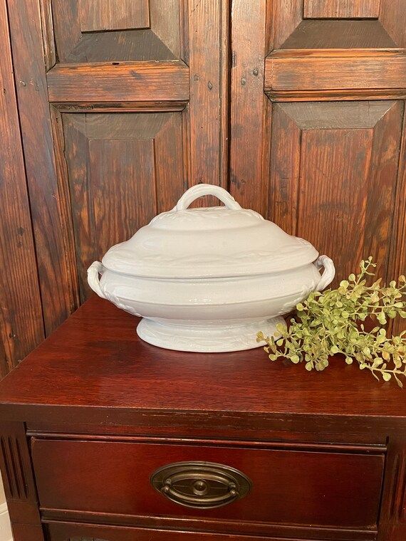 Antique White Ironstone Tureen or Covered Dish Vegetable | Etsy | Etsy (US)