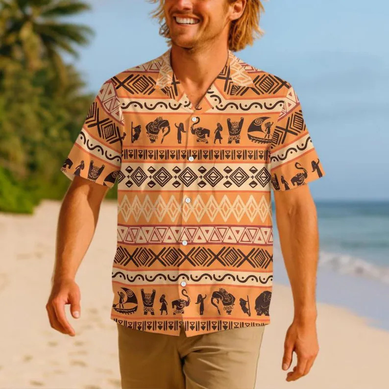 Moana Maui Inspired Pattern Hawaiian Shirt, Disney Cruise Trip Shirt - Etsy | Etsy (US)