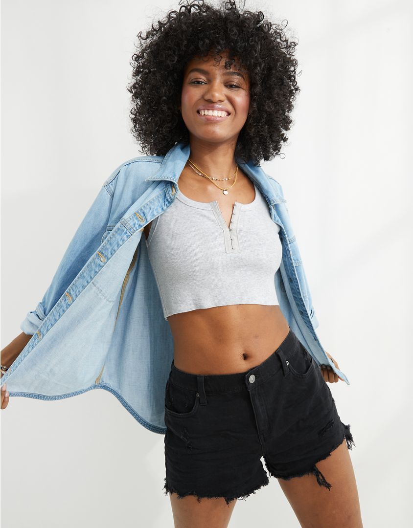 Aerie Distressed Daydream Denim Short | American Eagle Outfitters (US & CA)