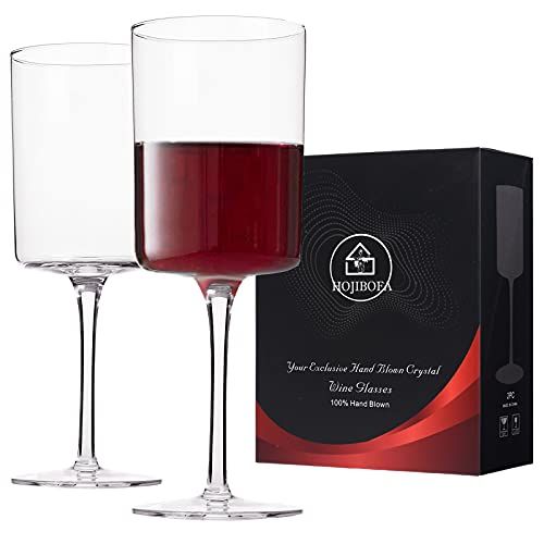 JoyJolt Red Wine Glasses – Claire Collection Set of 2 Large Wine Glasses – 14-Ounce Crystal Wine Gla | Amazon (US)