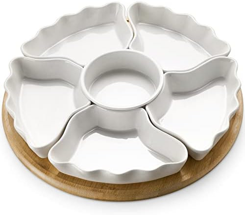 DOWAN 12 Inches Lazy Susan Appetizer Serving Tray, Divided Serving Platters for Relish Dishes, Re... | Amazon (US)