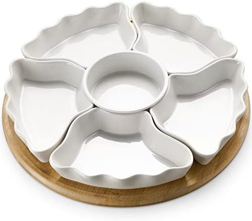 DOWAN 12 Inches Lazy Susan Appetizer Serving Tray, Divided Serving Platters for Relish Dishes, Re... | Amazon (US)