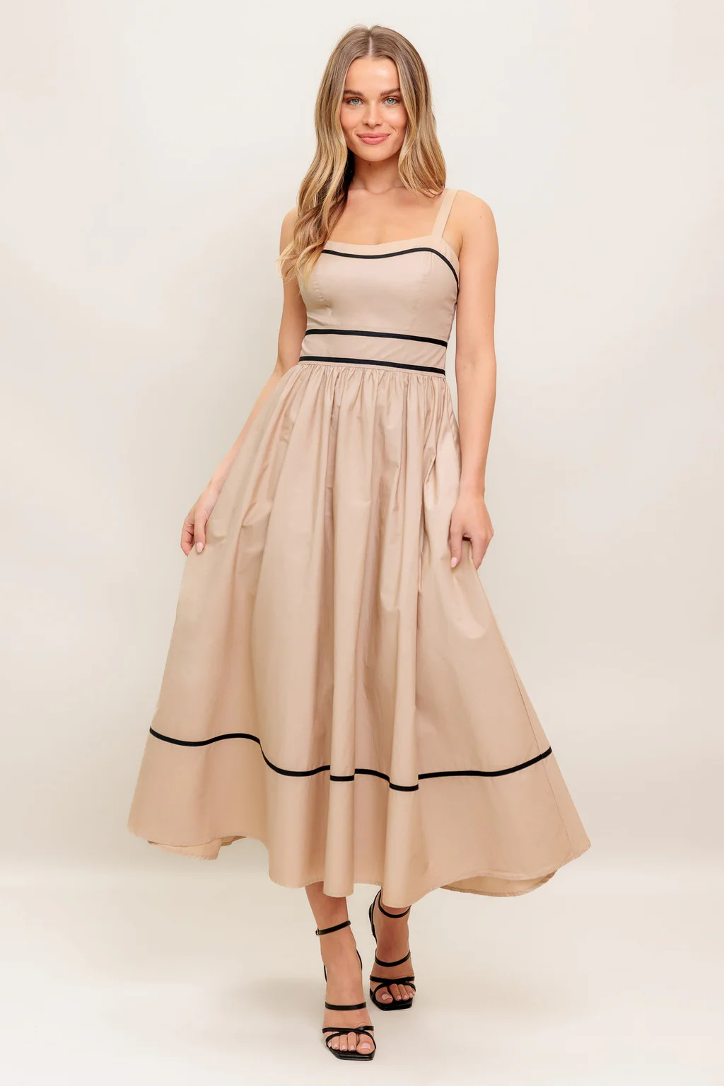 QUEENY MIDI DRESS - TAUPE | Lady Black Tie