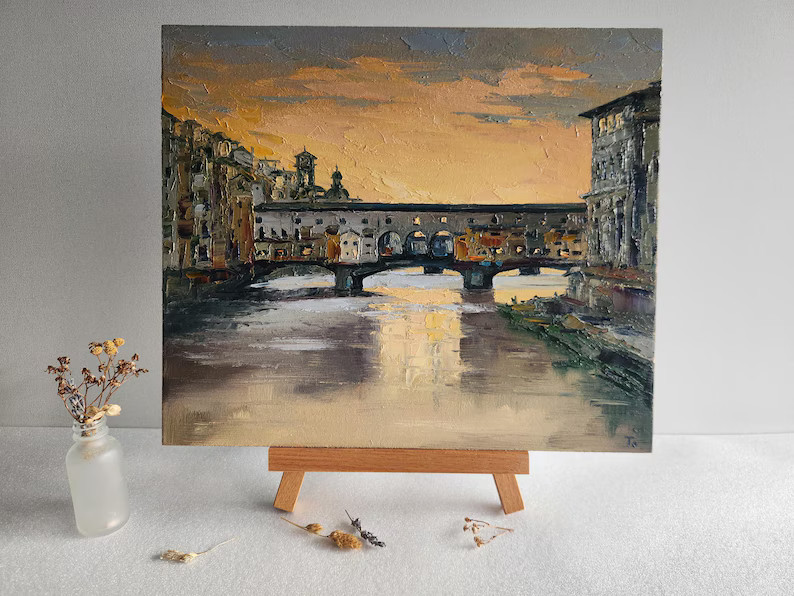 Ponte Vecchio Florence Oil Painting Cityscape Oil Painting Italy Cityscape Florence at Night Trav... | Etsy (US)