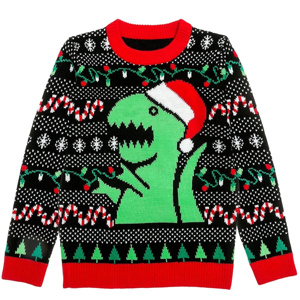 Tstars Boys Unisex Ugly Christmas Sweater Trex Dinosaur Dino Kids Christmas Gift Funny Humor Holi... | Walmart (US)