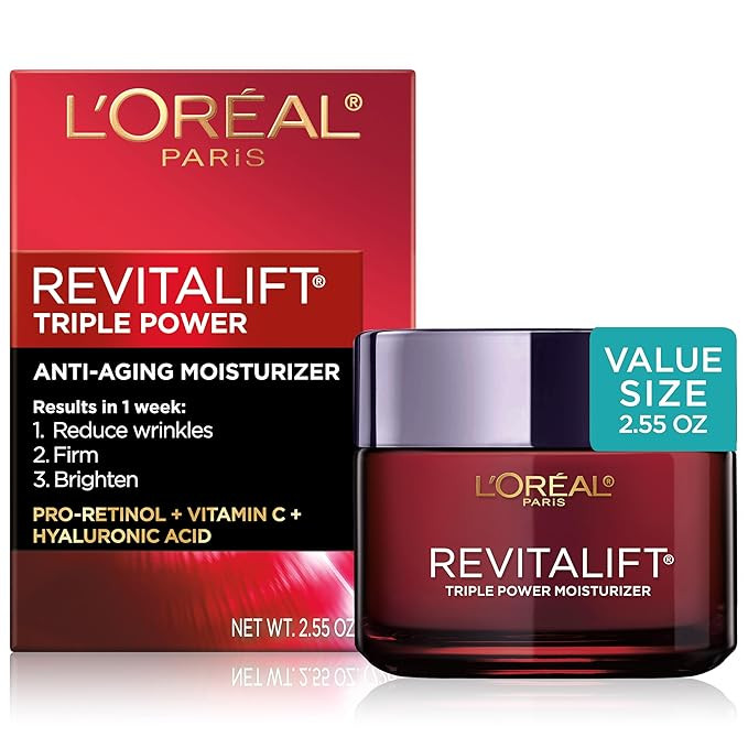 L'Oreal Paris Revitalift Triple Power Anti-Aging Face Moisturizer, Pro Retinol, Hyaluronic Acid &... | Amazon (US)