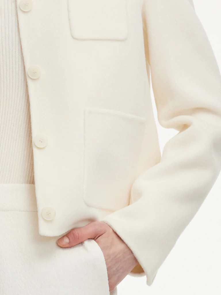 Cashmere Wool Blend Double-Faced Women Crop Jacket | GOELIA