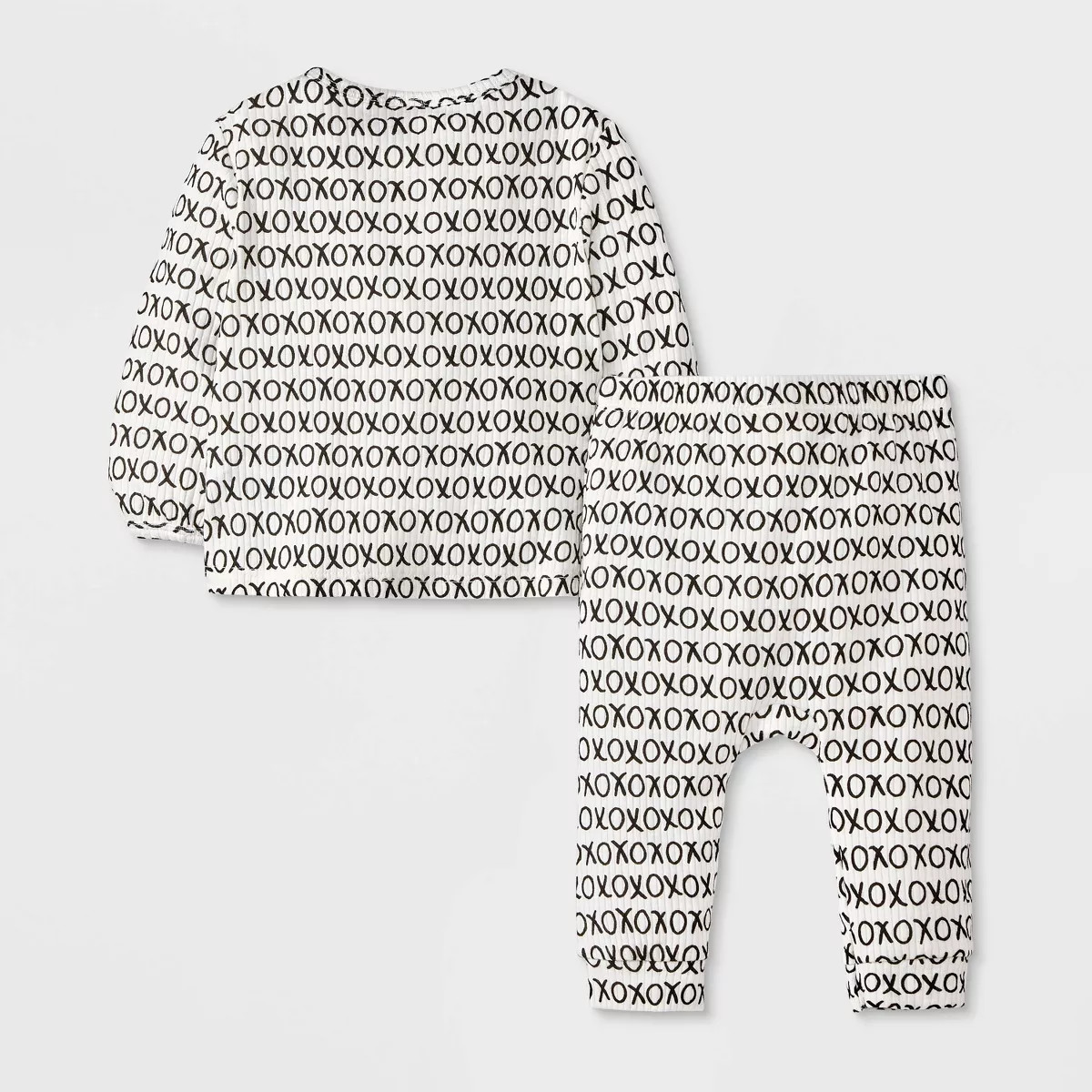 Baby Girls' Xoxo Ribbed Top & Bottom Set - Cat & Jack™ Cream 18M | Target