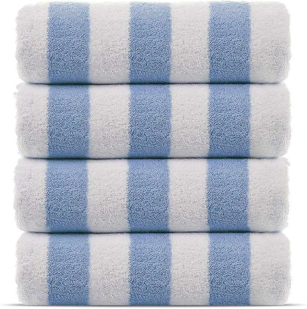 Chakir Turkish Linens Premium Quality 100% Cotton Turkish Cabana Thick Stripe Pool Beach Towels 4... | Amazon (US)