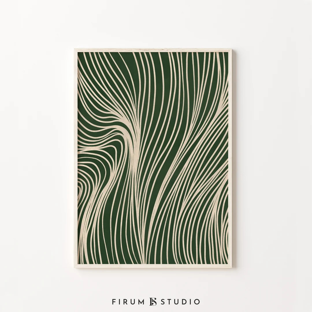 Emerald Wall Art, Fine Line Art Print, Printable Wall Art, Line Art Poster, Modern Room Decor, La... | Etsy (US)