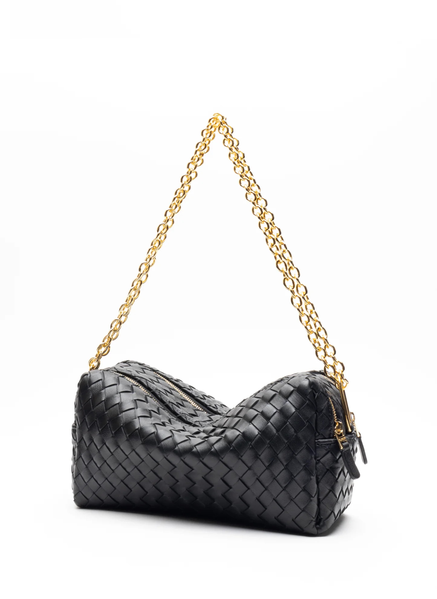 Trousse Chain Woven Leather Black - Summer Woven Bag - Elleme | Elleme